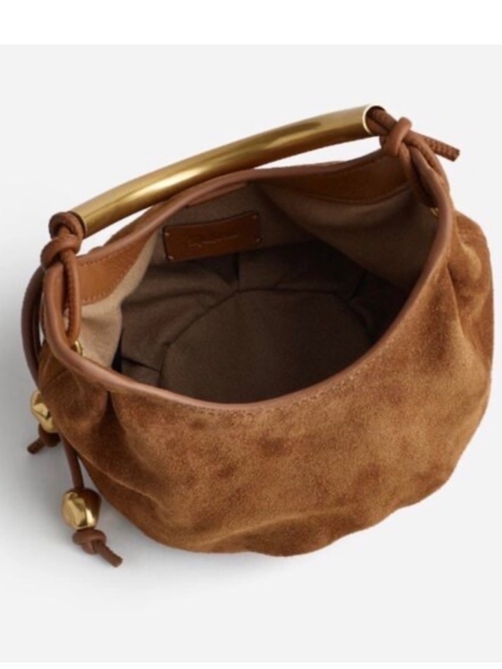 Madewell The Camren Mini Hobo Bag Aged Cognac Brown Suede Leather NWT - Picture 3 of 9